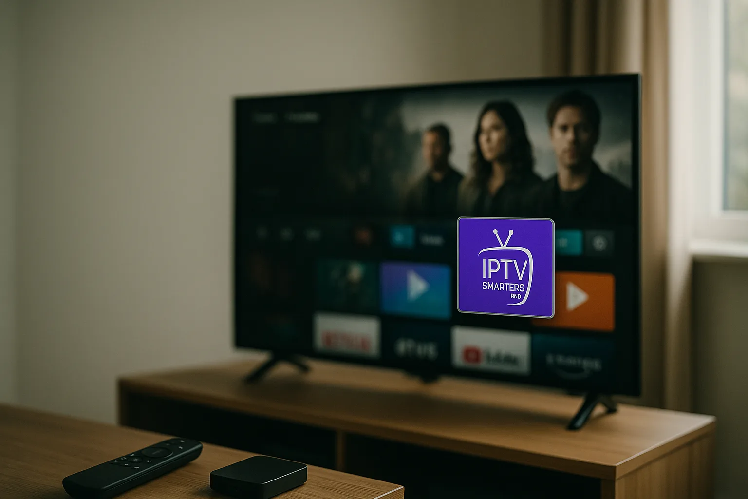 Firestick home screen showing IPTV Smarters Pro app highlighted